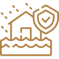 House with water and shield symbol