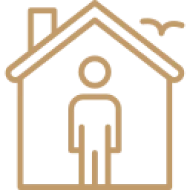 Simple home and figure illustration